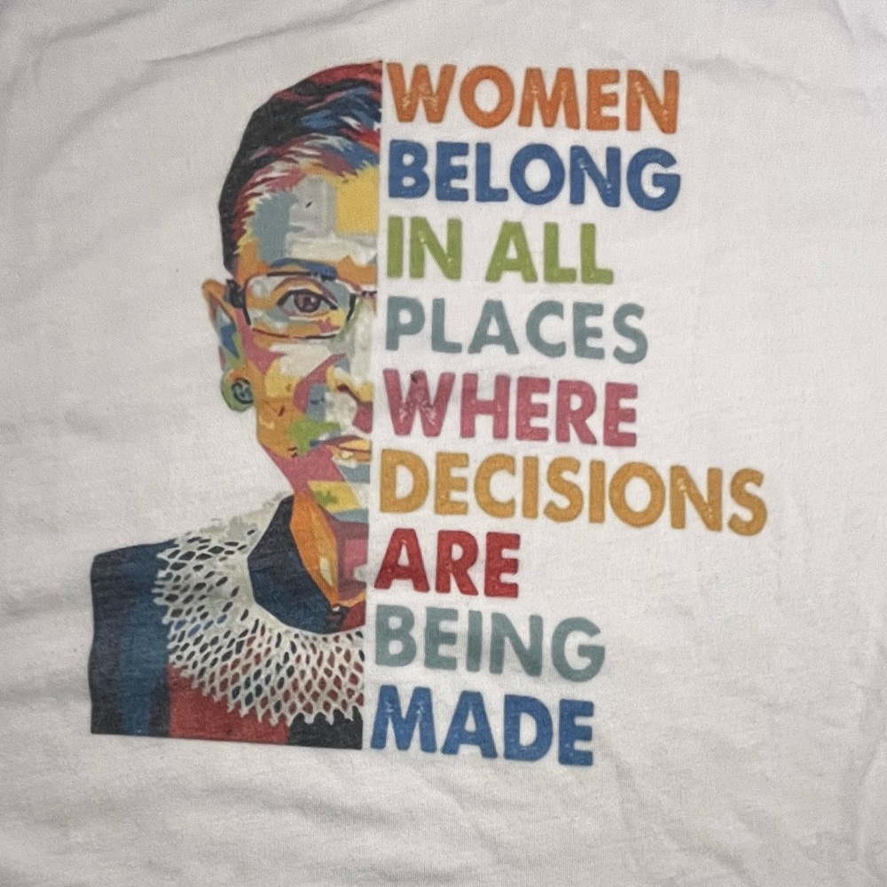 Source Unknown White Graphic Tee with Multicolor Ruth Bader Ginsburg Portrait